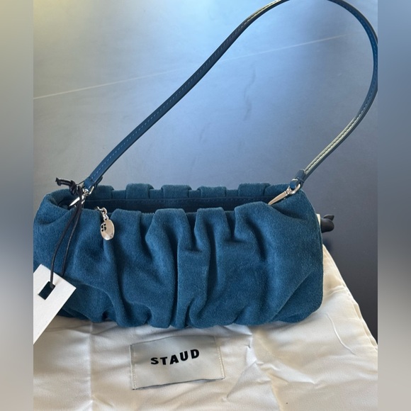 STAUD Rich Teal Clutch with Wristlet